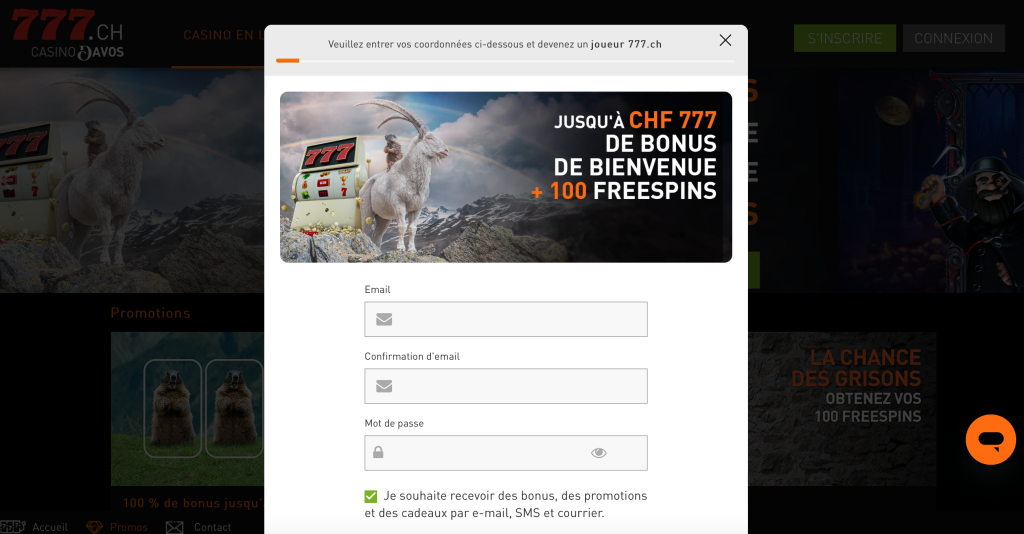 Comment s'inscrire sur Casino777