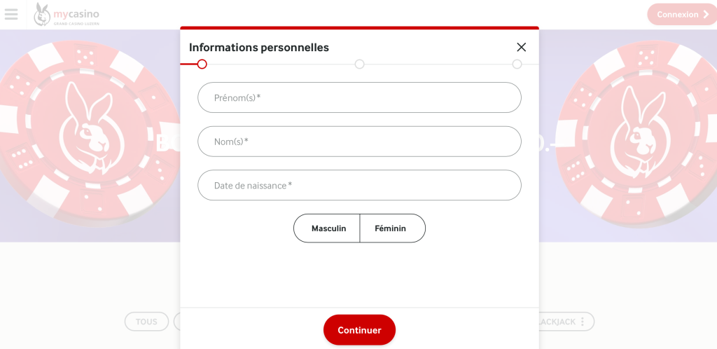Comment s’inscrire sur Mycasino.ch