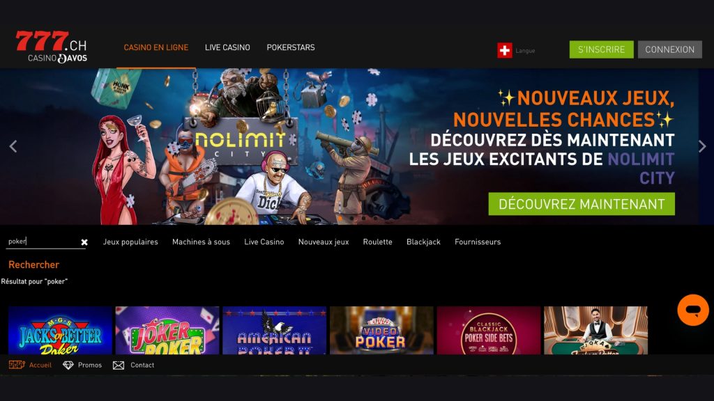 Casino777 a l'offre de poker en ligne la plus complète en Suisse