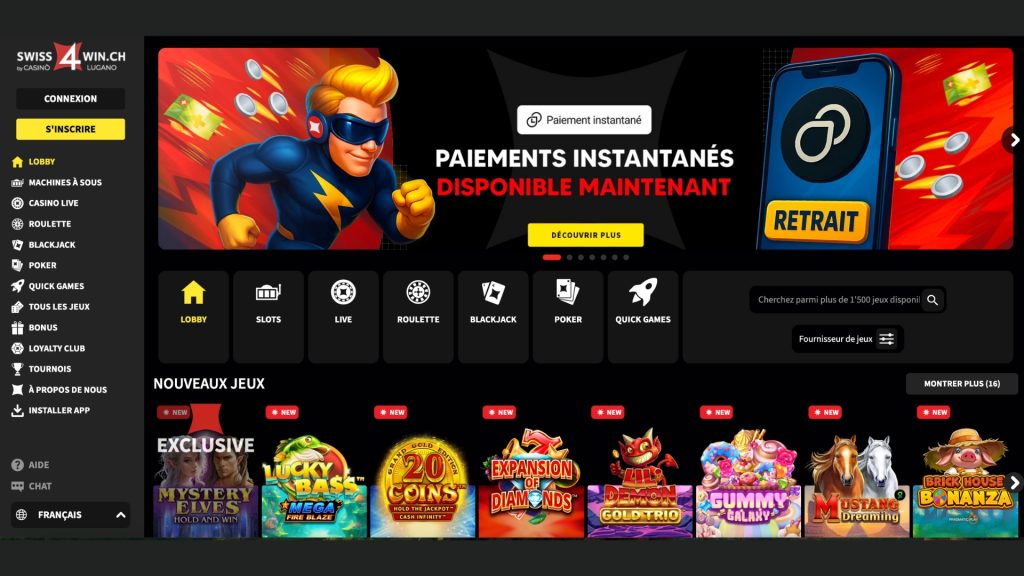 Le casino Swiss4win offre de très bons bonus